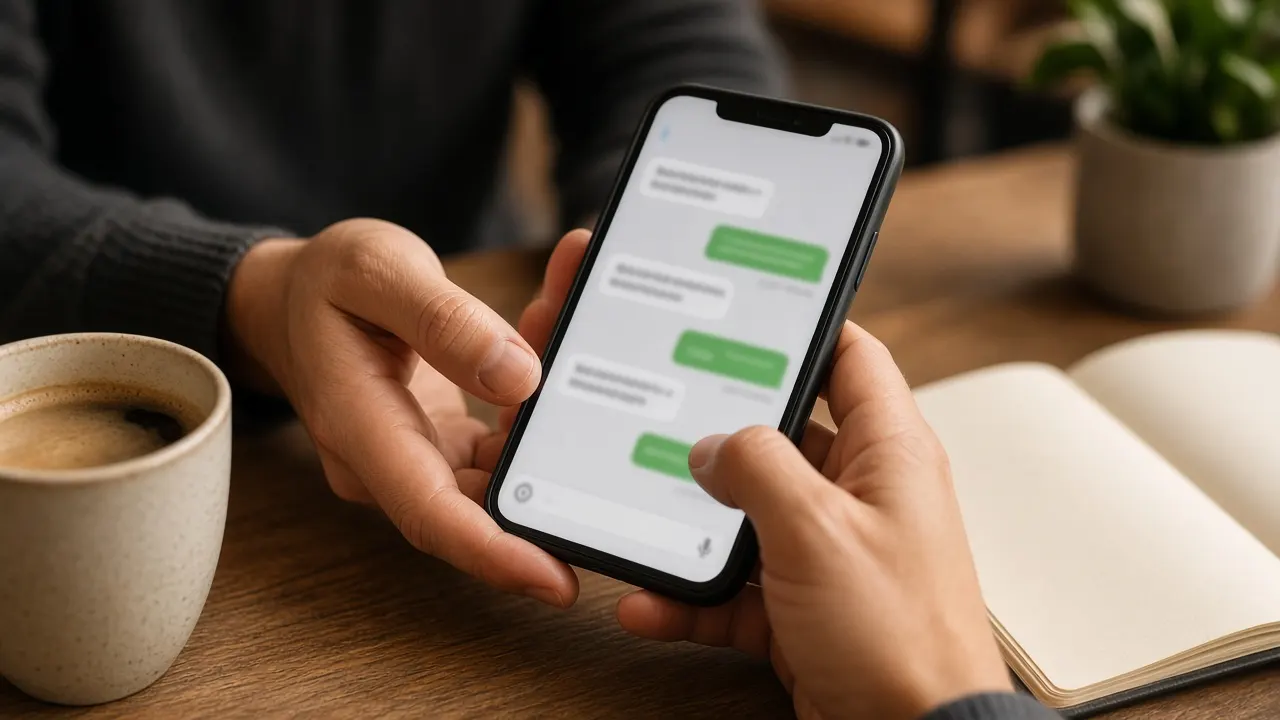 Business owner replying to a customer text message
