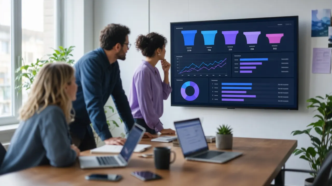 Agency team reviewing a sales pipeline dashboard